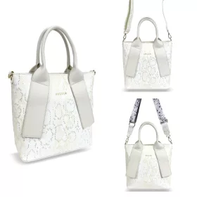   Zellia kígyóbőr mintás fehér női kézitáska 26 × 25 cm