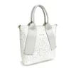 Zellia kígyóbőr mintás fehér női kézitáska 26 × 25 cm