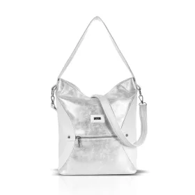  Zellia TD25001 fehér-ezüst női válltáska 35 × 29 × 12 cm