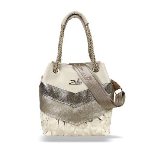 Zellia 24056  bézs- arany női válltáska 29 X 27 X 16 cm