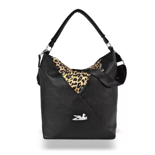 Zellia 17008 fekete ocelot mintás válltáska 36 x 34 x 14 cm