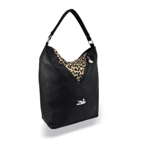   Zellia 17008 fekete ocelot mintás válltáska 36 x 34 x 14 cm