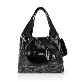   Zellia ZLB276 Lustre fekete lakk női válltáska 32 x 26 x 13 cm