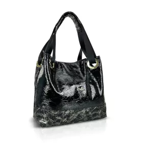   Zellia ZLB276 Lustre fekete lakk női válltáska 32 x 26 x 13 cm
