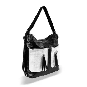   Zellia 24157 fekete-ezüst női válltáska, hátitáska 31 x 31 x 13 cm