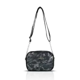   Zellia Zlb202 Mesh fekete-ezüst női oldaltáska 26 x 18,5 x 5,5 cm