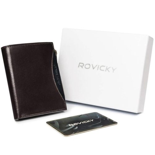 Rovicky barna-fekete férfi bőr pénztárca 9 × 10,5 cm