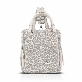   Zellia 25180 Pantera taupe-bézs női párduc mintás női kézitáska, hátizsák 33 x 32,5 x 15 cm