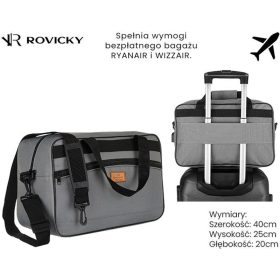   Rovicky R-Tl15608-2516 szürke kézipoggyász, utazótáska  40 X 25 X 20 cm