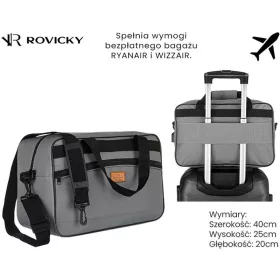   Rovicky R-Tl15608-2516 szürke kézipoggyász, utazótáska  40 X 25 X 20 cm