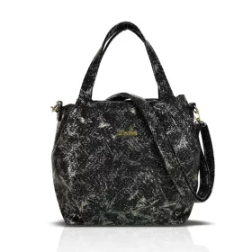   Zellia Zlb324 Lustre fekete-arany absztrakt mintás női kézitáska 27 × 25 × 14 cm