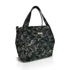   Zellia Zlb324 Lustre fekete-arany absztrakt mintás női kézitáska 27 × 25 × 14 cm
