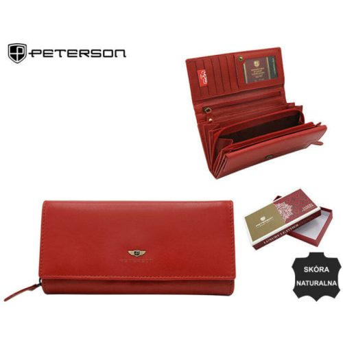 Peterson piros női bőr pénztárca RFID védelemmel 18,5×10 cm