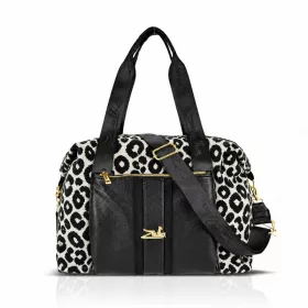   Zellia 24128 Pantera párduc mintás fekete-fehér női sporttáska, gymbag 40 × 30 × 19 cm