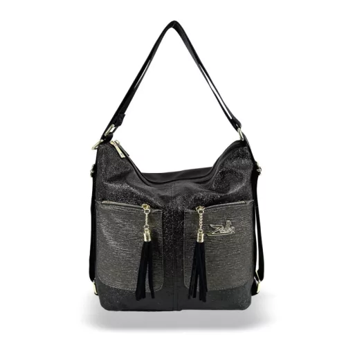 Zellia 24157 fekete-grafit női válltáska, hátizsák 31 x 31 x 13 cm