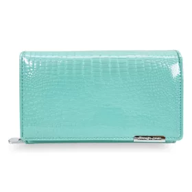   Jennifer Jones croco mintás, türkiz színű női bőr pénztárca 15,5×10 cm