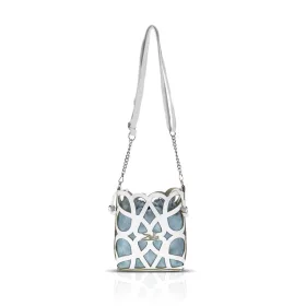   Zellia 25096 fehér-kék női oldaltáska, bucket bag 23 x 19,5 x 7,5 cm