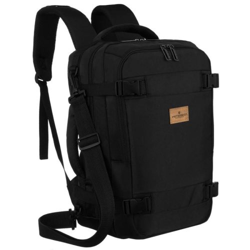 Peterson Ptn Bielik-6491 WizzAir, Ryanair kézipoggyász méretű fekete hátizsák 40 x 25 x 20 cm