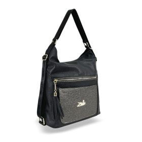   Zellia 23004 fekete-bronz női válltáska, hátizsákká alakítható 38 x 34 x 9 cm