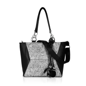   Zellia 26071 Stus fekete-grafit női válltáska 39 x 27 x 15 cm