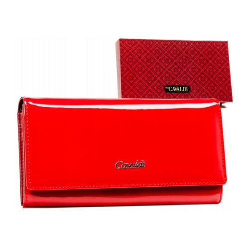 Cavaldi női piros színű lakkbőr pénztárca RFID, 18,5×10 cm 
