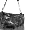 Zellia Zvn25002 fekete lakk, krokodil mintás válltáska, oldaltáska 31 x 26 x 14 cm