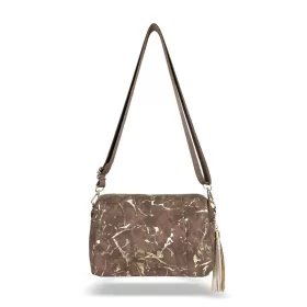   Zellia Zlb210 női barna- arany márvány mintázatú oldaltáska 25 x 17 x 9 cm