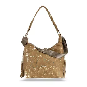   Zellia Zlb251 camel- arany márvány mintázatú, női válltáska 34 X 29 X 14 Cm