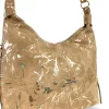 Zellia Zlb251 camel- arany márvány mintázatú, női válltáska 34 X 29 X 14 Cm