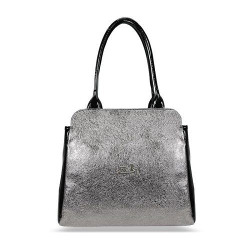 Zellia 24153 fekete lakk-grafit női válltáska 35 x 31 x 14 cm