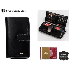   Peterson átkapcsos, fekete női bőr pénztárca RFID védelemmel