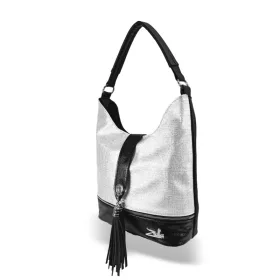   Zellia 24021 fekete-ezüst női válltáska 36 x 30 x 12,5 cm