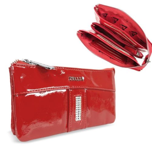 Zellia Hz-127 K892 - 2166 -Aurora Red - női piros lakk pénztárca 17,5 x 9,5 x 4 cm 