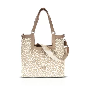   Zellia 26074 Pantera bézs-krém színű párduc mintás női válltáska 37 × 36 × 13 cm