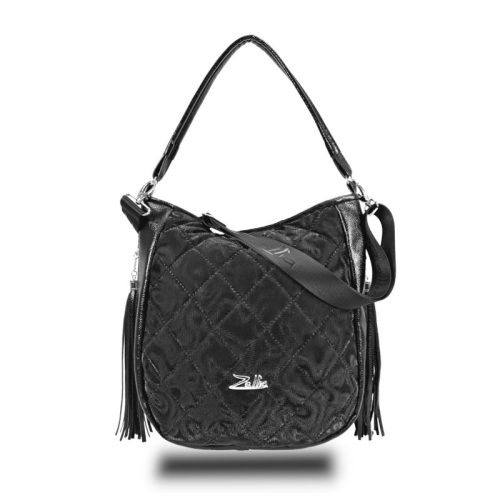 Zellia ZLB181 fekete -steppelt rostbőr női válltáska, oldaltáska 32 x 31 x 11 cm