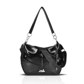 Zellia 25199 fekete lakk női válltáska 35 x 27 x 10 cm