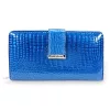 Jennifer Jones croco mintás, kék színű női lakk bőr pénztárca 16,5×8,5 cm