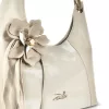Zellia 26038F bézs-arany csillámos női válltáska virág dísszel 40 x 38 x 11 cm