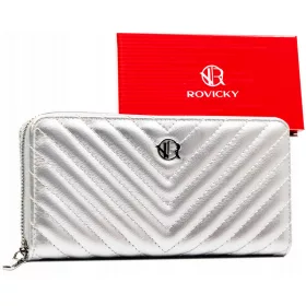   Rovicky nagyméretű női ezüst rostbőr divat pénztárca 20 x 10 cm