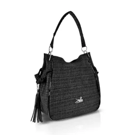   Zellia 25036 fekete szövet mintás női válltáska 35 x 14 cm