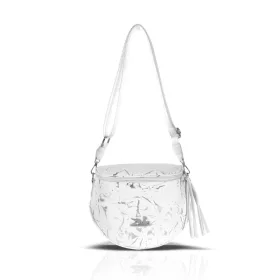   Zellia 21028 fehér-ezüst márvány mintás női oldaltáska 23 x 11 cm