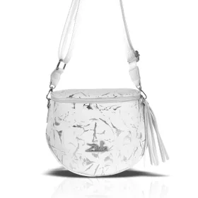   Zellia 21028 fehér-ezüst márvány mintás női oldaltáska 23 x 11 cm