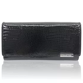   Jennifer Jones croco mintás, fekete női lakk bőr pénztárca 19×9,5 cm