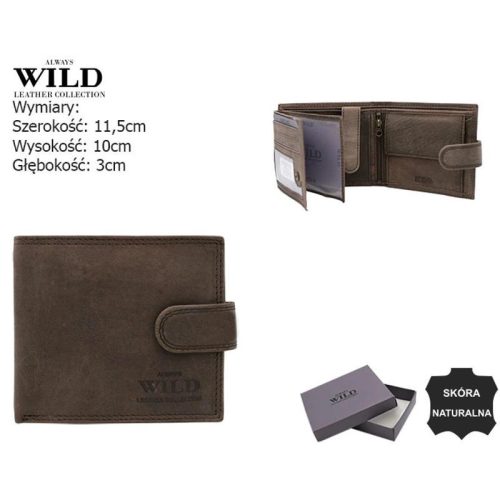 Wild barna férfi bőr pénztárca 10 × 11,5 cm