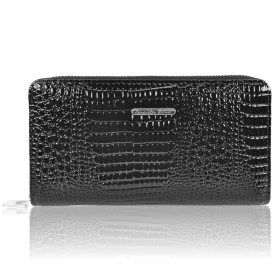   Jennifer Jones croco mintás, lakk fekete női bőr pénztárca 19×10,5 cm