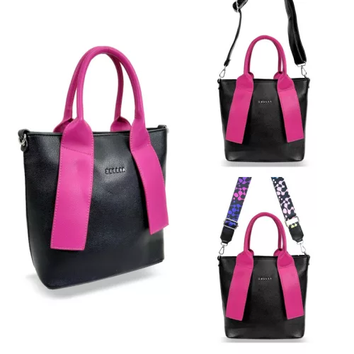 Zellia fekete-magenta női kézitáska 26 × 25 cm