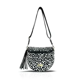   Zellia 21028 Pantera fekete-bézs párduc mintás női oldaltáska 23 x 11 cm