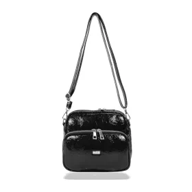   Zellia Zvn24010 fekete lakk oldaltáska, crossbody  22 x 18 x 9 cm