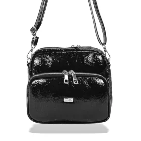   Zellia Zvn24010 fekete lakk oldaltáska, crossbody  22 x 18 x 9 cm