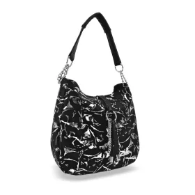   Zellia 22117 női fekete-ezüst márvány mintázatú válltáska 32 X 29 X 8,5 Cm